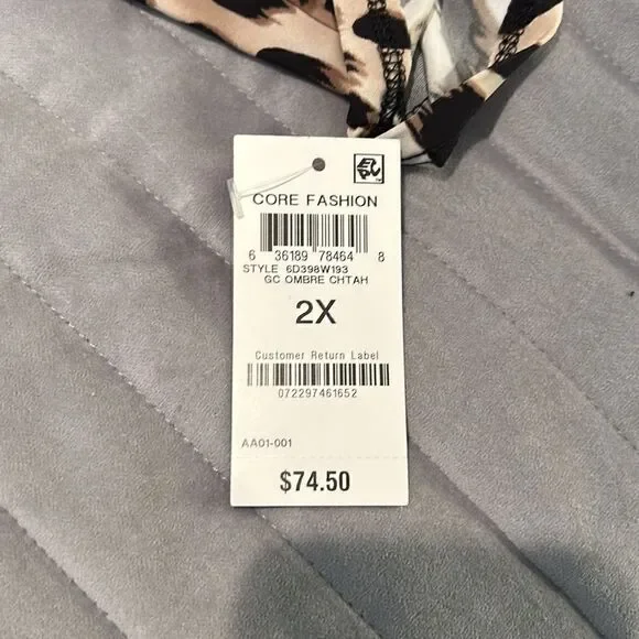 NWT International concepts leopard print, long sleeve shirt size 2X. - Picture 6 of 9